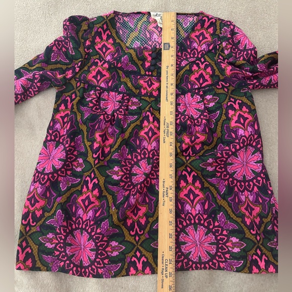 Milly Jewel Tones Multi Color Print Blouse Purple Silk Top Size 6 NWOT - Picture 7 of 9